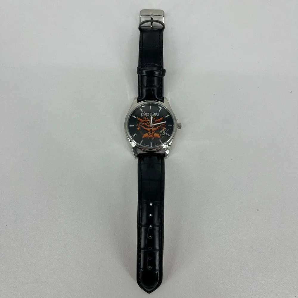 WWE Brock Lesnar Watch Men's Size Black Leather Band Game Time New